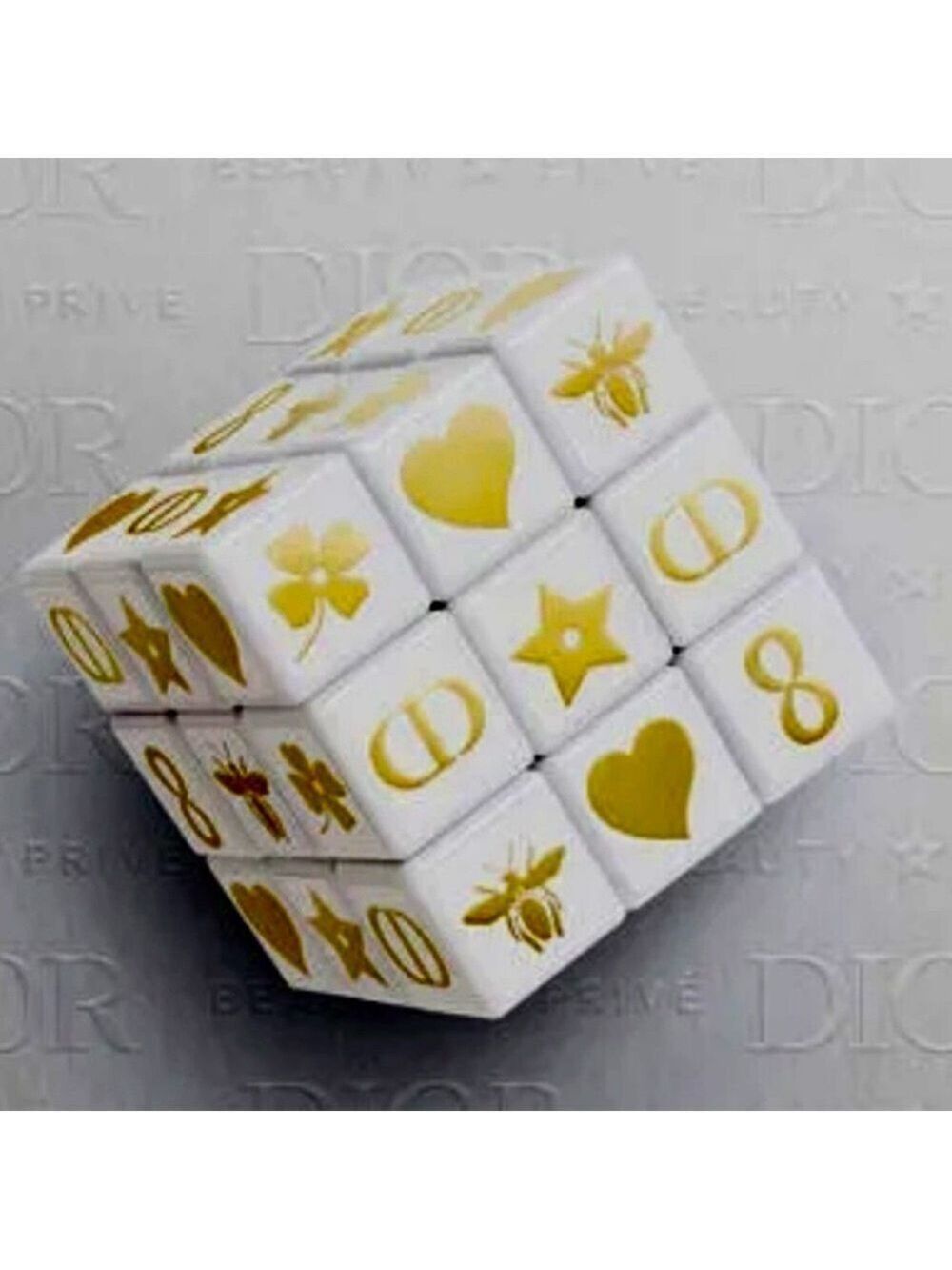 Dior White Rubik’s Cube Puzzle Plastic Gold Motifs New Authentic - Picture 3 of 17